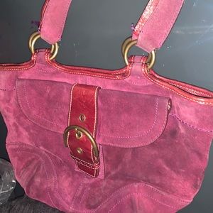 Vintage Purple Suede Leather Coach Bag